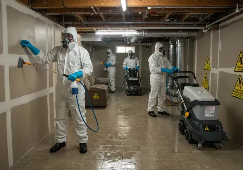 Basement Moisture Removal and Structural Drying process in Clinton, NJ